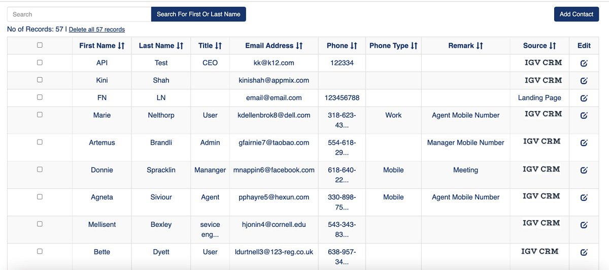 IGV CRM Contact Lead Account Management