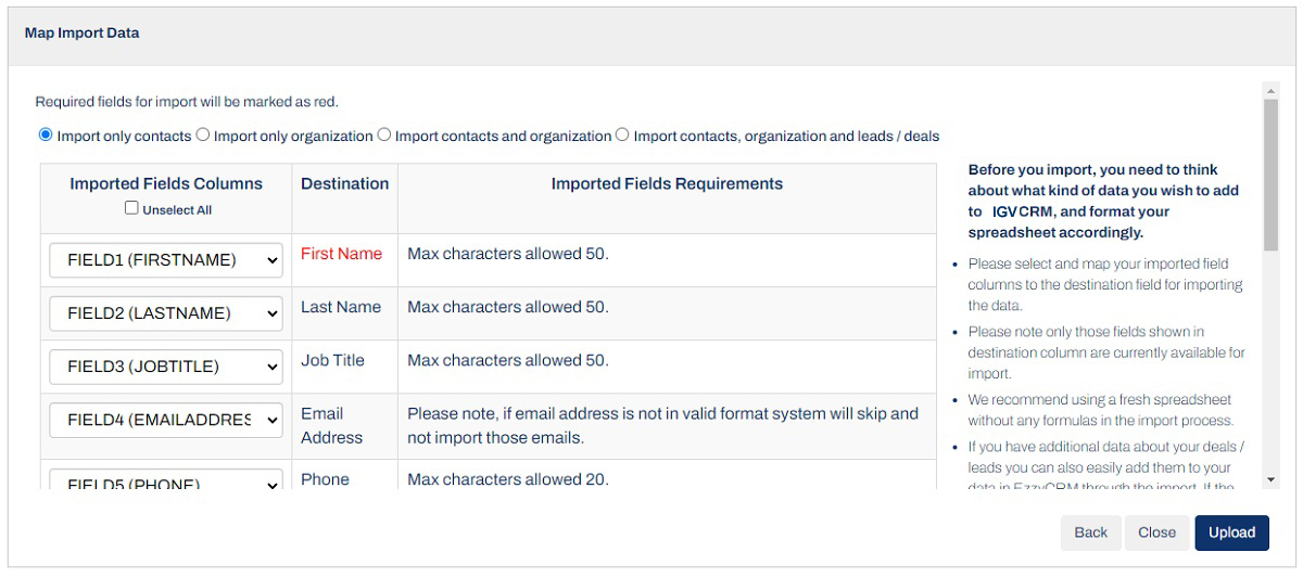 IGV CRM Import And Export